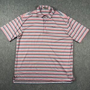 Peter Millar Summer Comfort Polo Shirt Mens XL Pink Blue Stripe Hualalai Golf